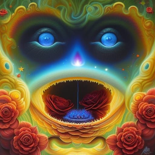 Humanoid Face Emerges from Dying Tree in Digital Art