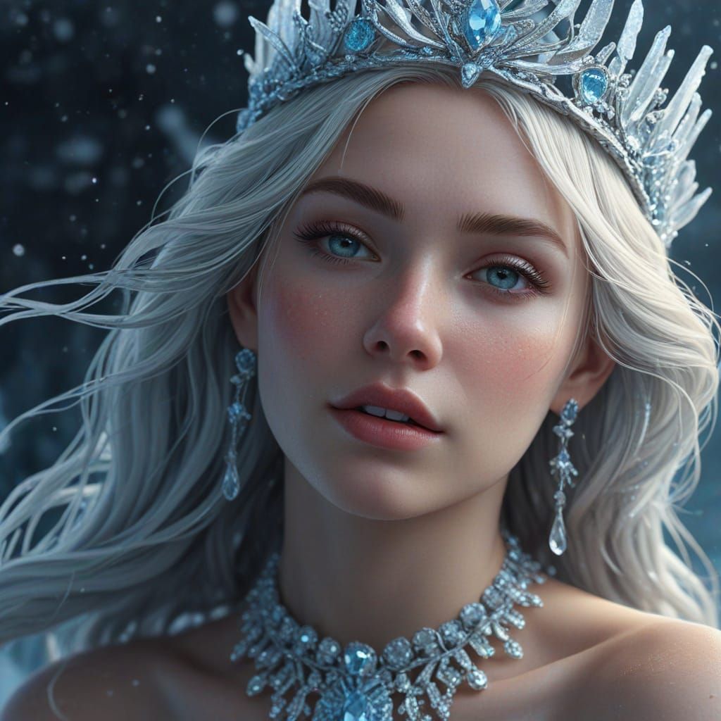 Ethereal Ice Princess in Hyper-Realistic Digital Art