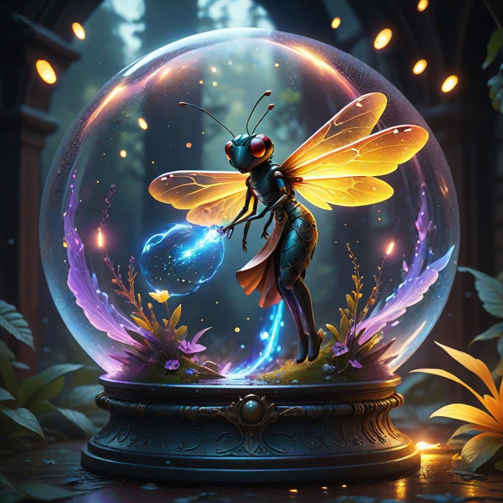 Majestic Firefly in Enchanted Snowglobe Wonderland