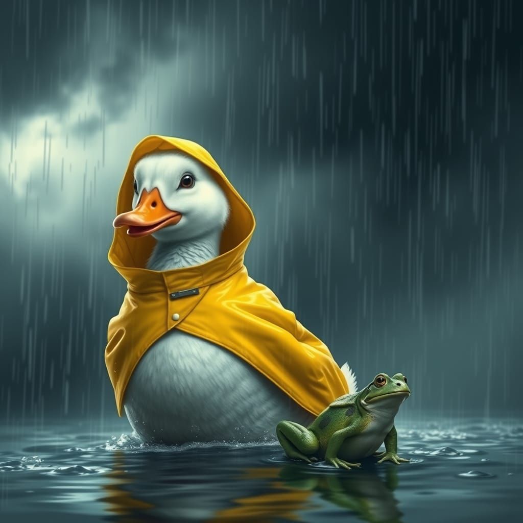 Duck in Raincoat Splash Art