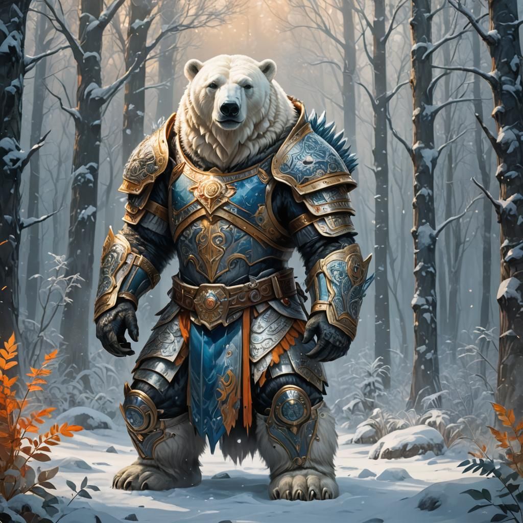 Polar Bear Warrior in Resplendent Fantasy Armor