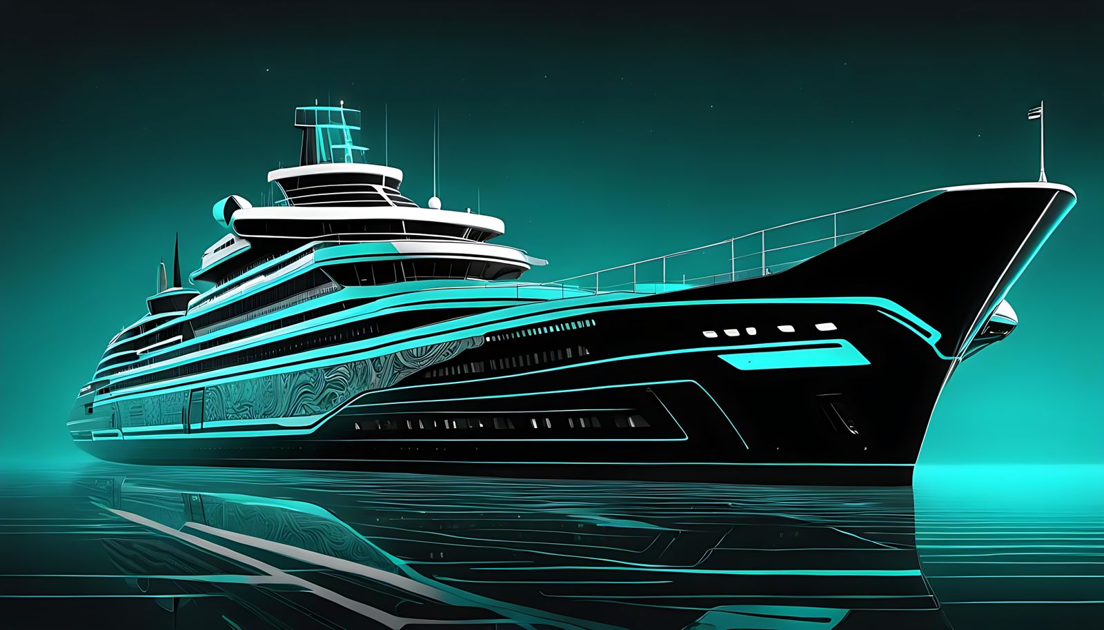 Futuristic Surreal Luxury Liner in Monotone
