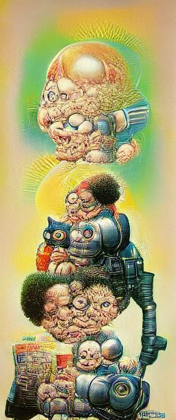 Vintage Sci-Fi Mecha Characters in Cartoon Art