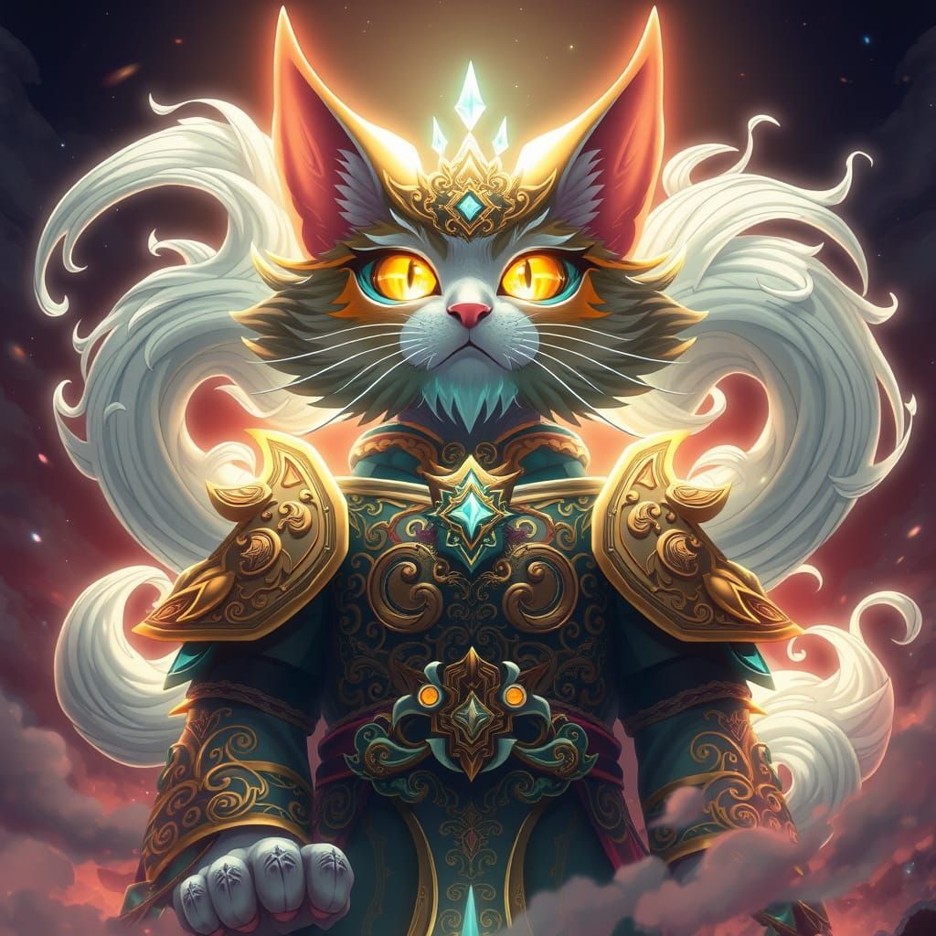 Majestic Bakeneko in Traditional Anime Style