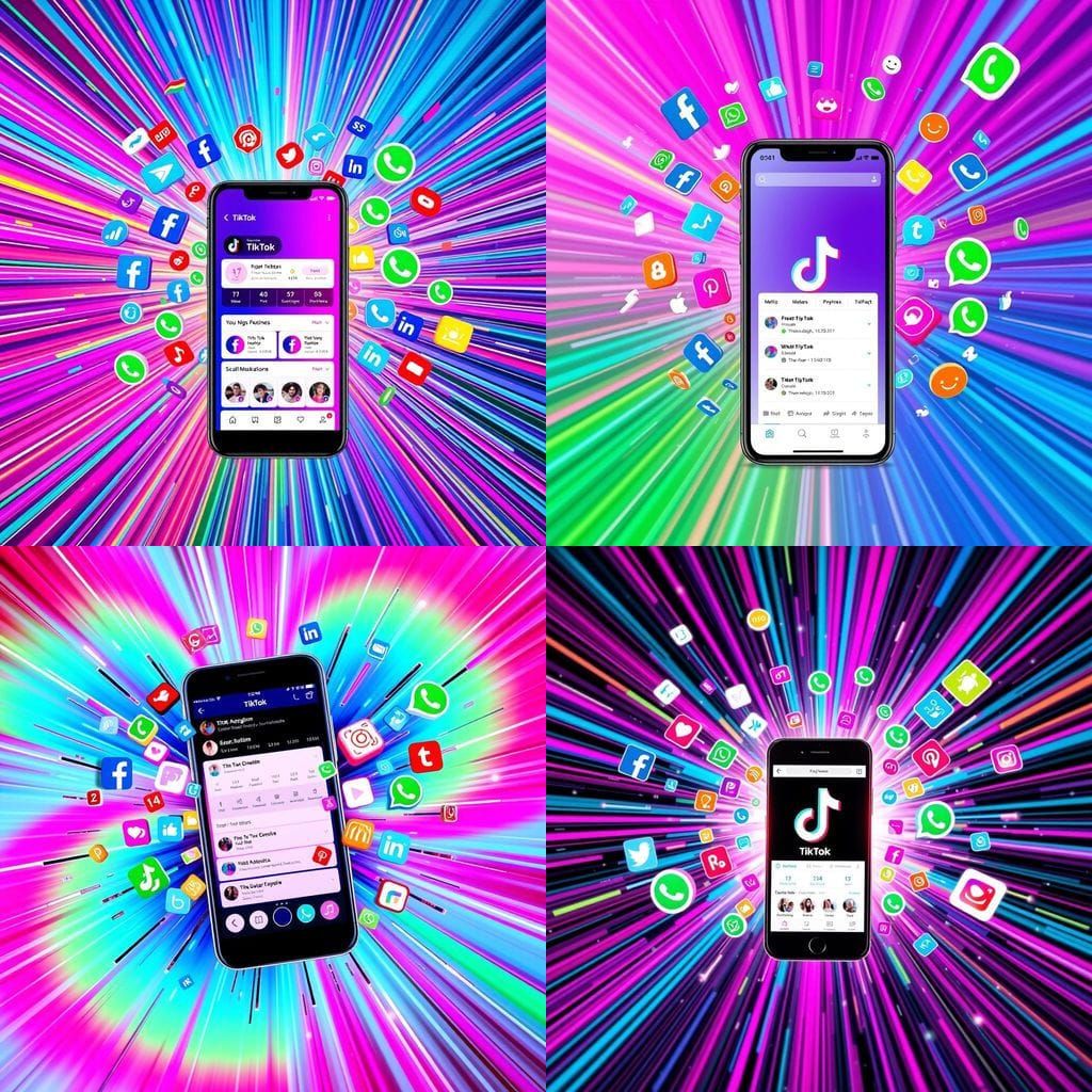 Vibrant Social Media Explosion from Smartphone