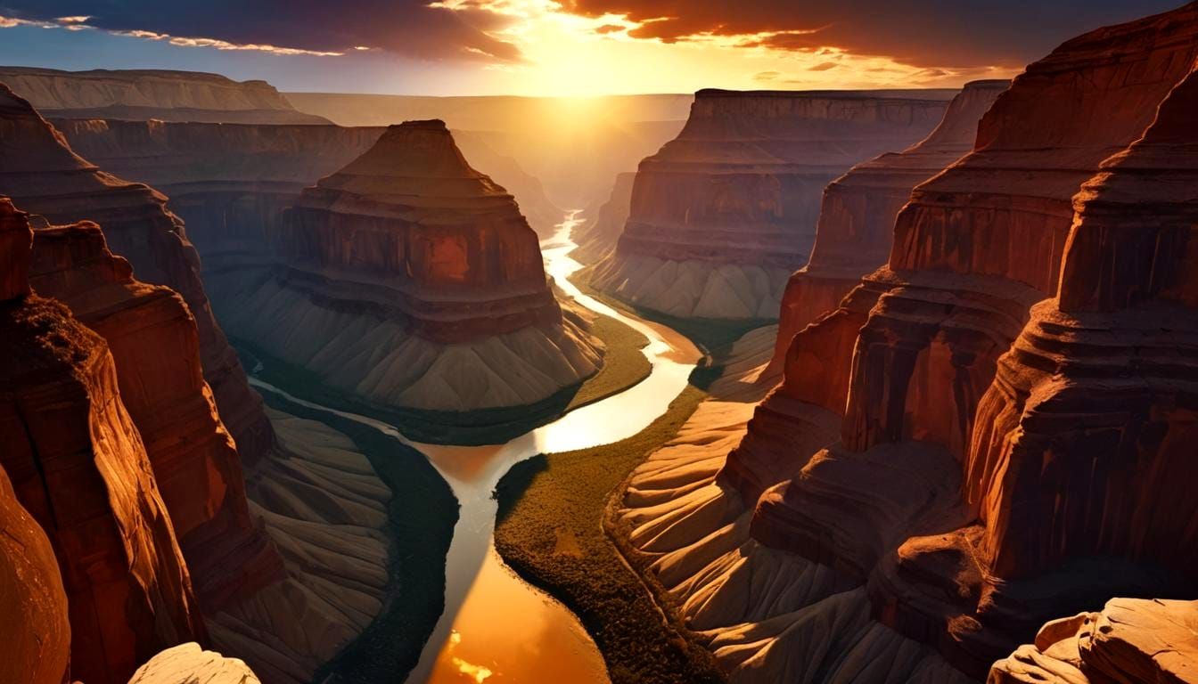 Majestic Canyon Landscape at Sunset or Sunrise