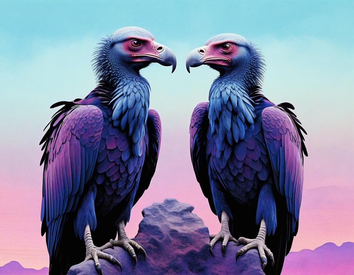 Ethereal Vulture in Groovy Impasto Art Style