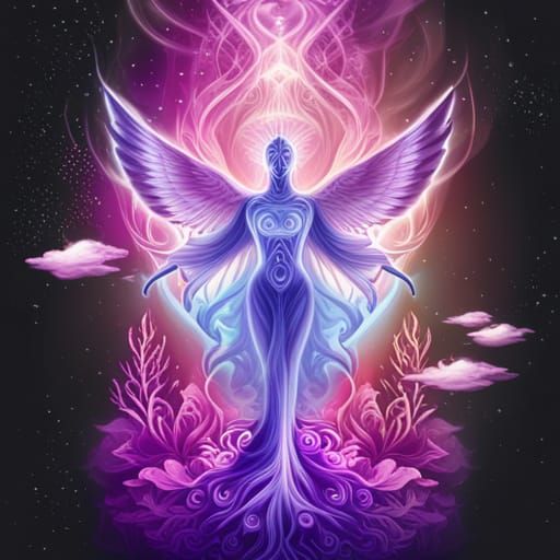 Celestial Being Flying Through Space in Splash Art