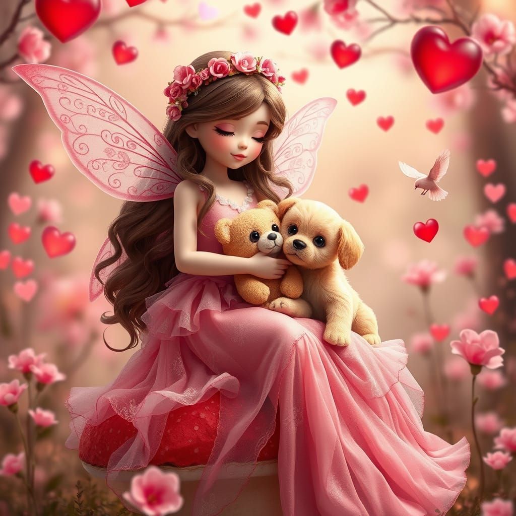 Enchanted Fairy Girl in Whimsical Wonderland