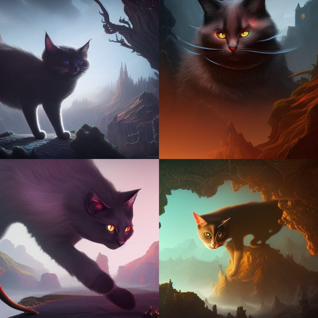 Fantastical Shadow Cat in Detailed Digital Painting