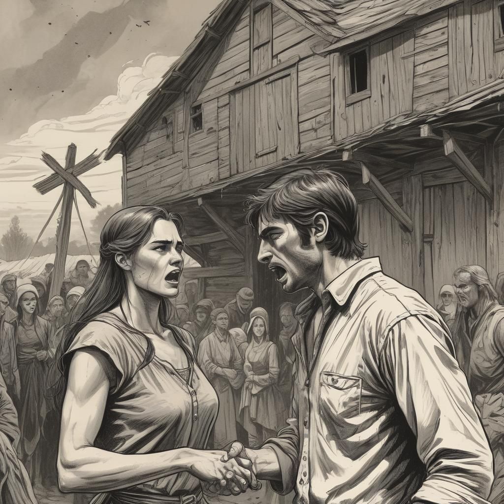 Fantasy Art: Angry Man Confronts Weeping Woman
