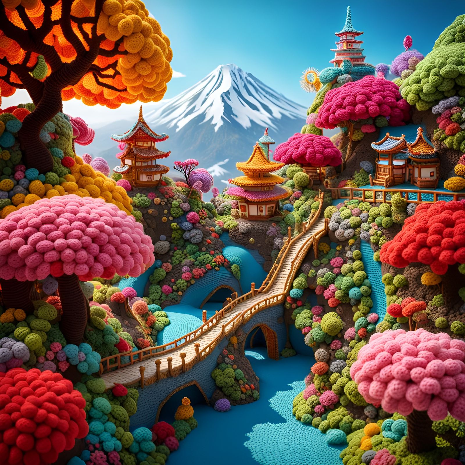 Crochet Japanese Wonderland: A Fantasy Landscape