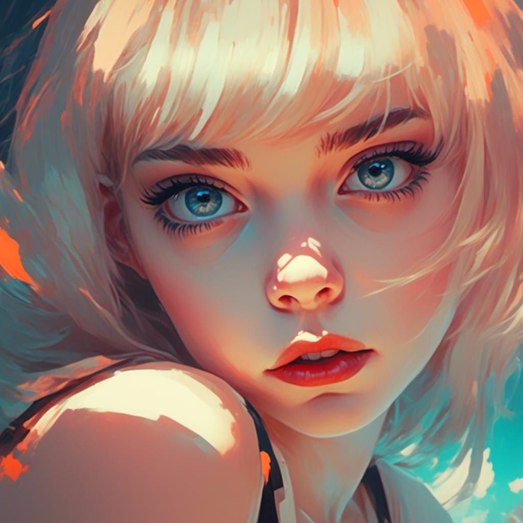 <lora:Reaviless V1:1.0> 8k, in the style of Ilya Kuvshinov, close-up portrait of (punk ingenue:1.3) limpid large light-c...