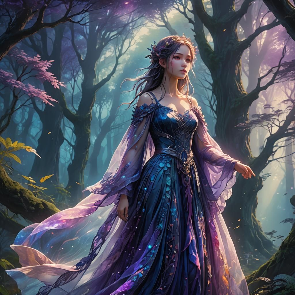 Mystical Forest Fantasy Art in Anime Style