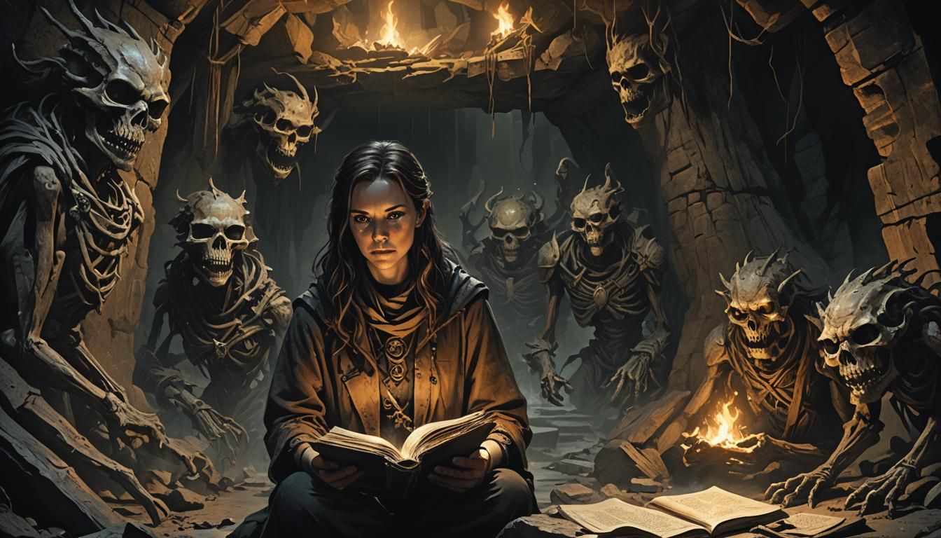 Ominous Forest Clearing with Dr. Wells: Dark Fantasy Art