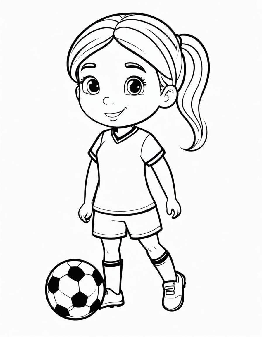 a cartoon little girl soccer player
