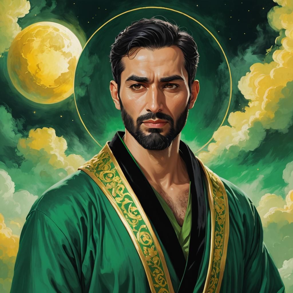 Joyful Saint in Heaven Portrait, Alcohol Ink Style