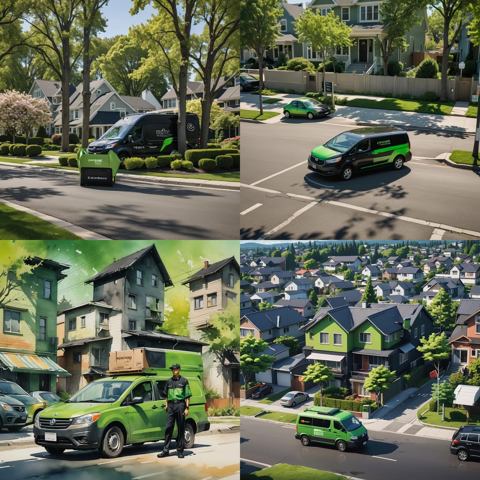 Delivery Courier in Suburbs Vector Art