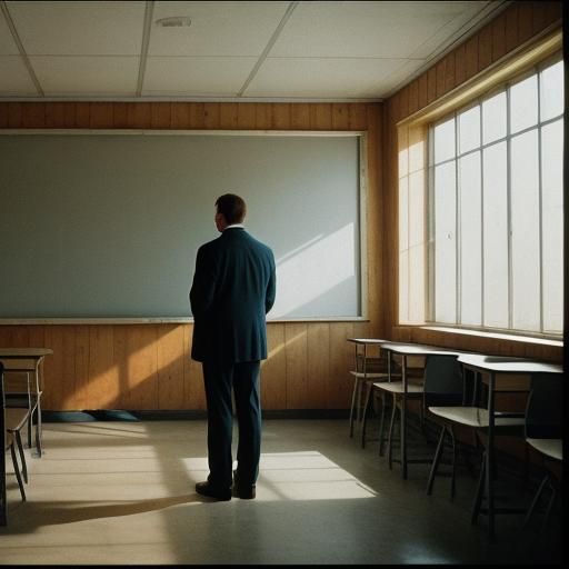 Teacher in Classroom: Cinematic Film Still