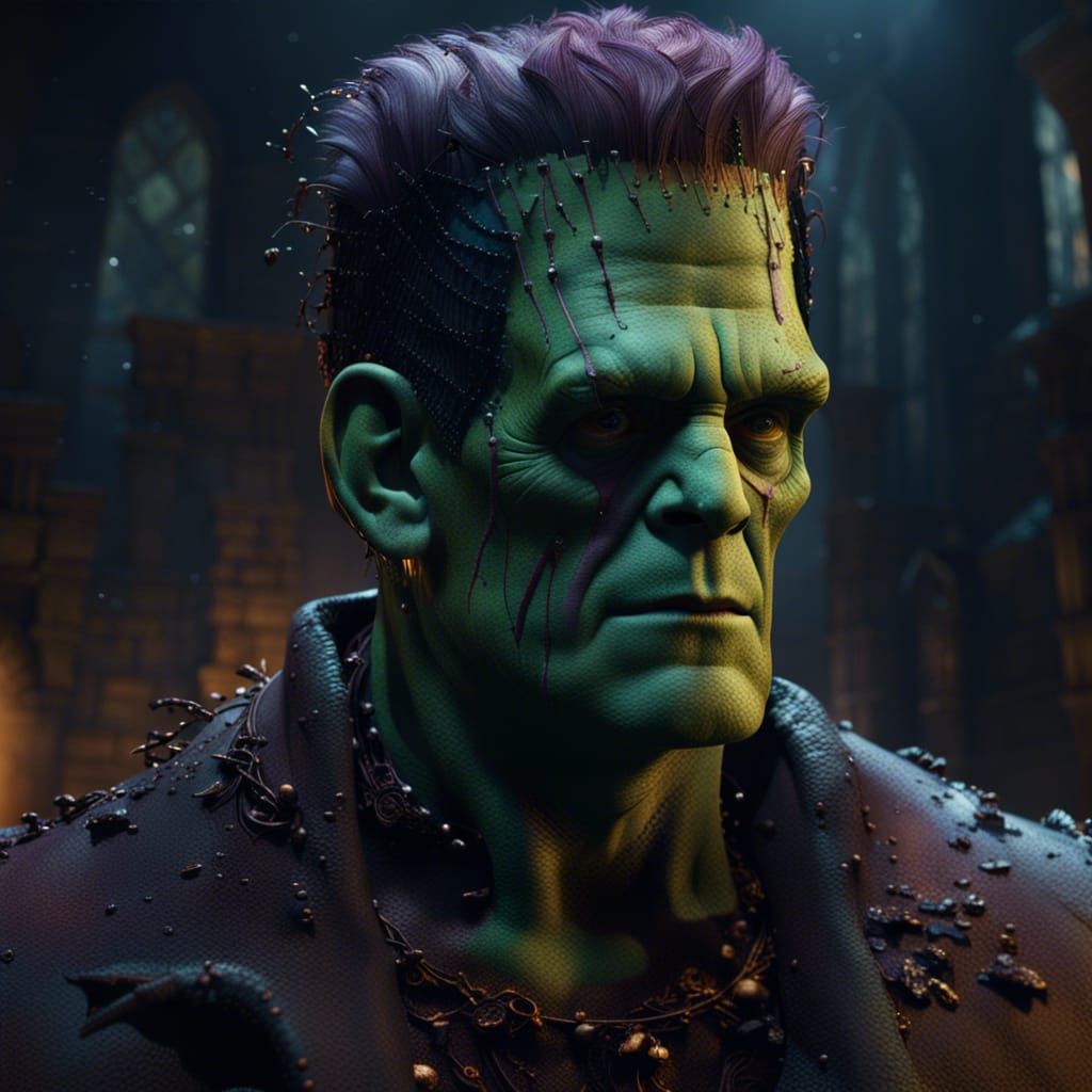Detailed Frankenstein Matte Painting in Deep Color
