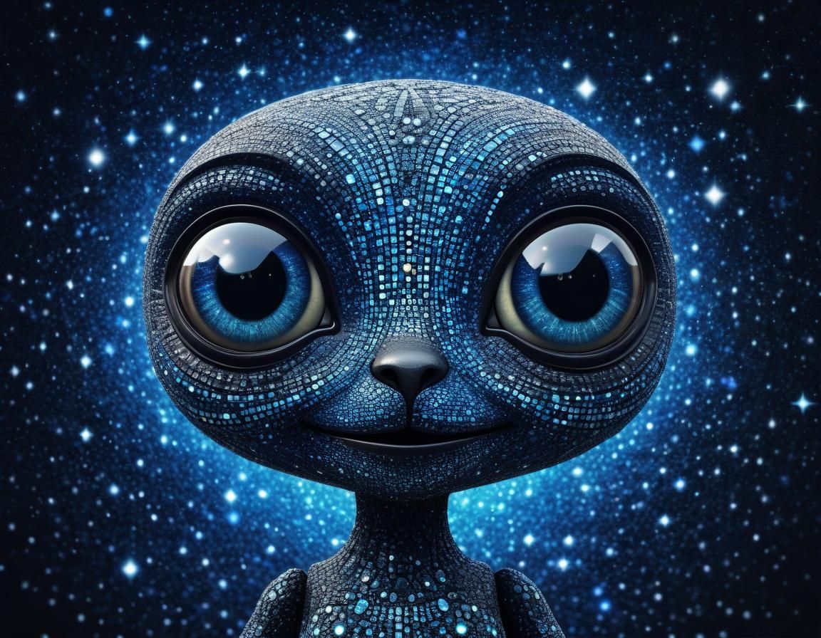 Ethereal Floral Creature with Starry Night Sky