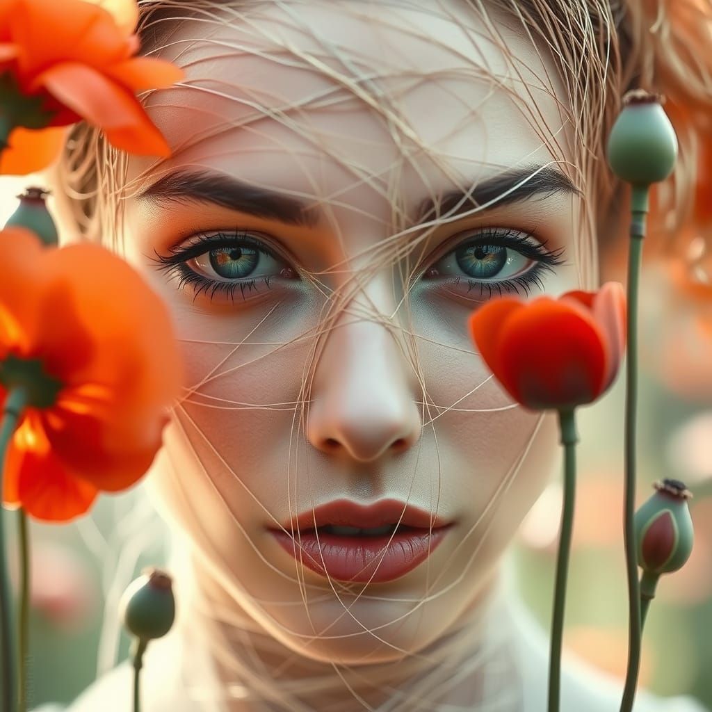 Ethereal Woman Portrait in Eco-Art Style