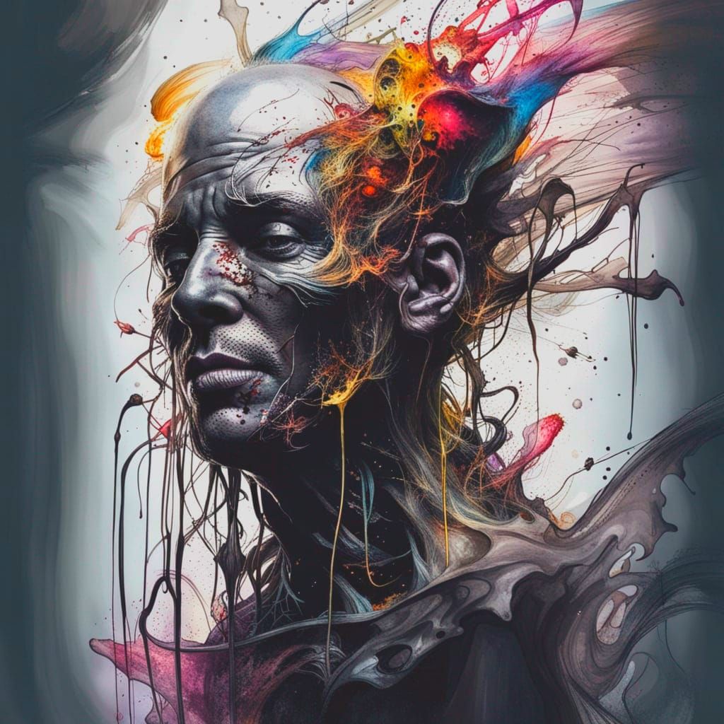 Surreal Ghostly Portrait in High Contrast Oil Painting Style