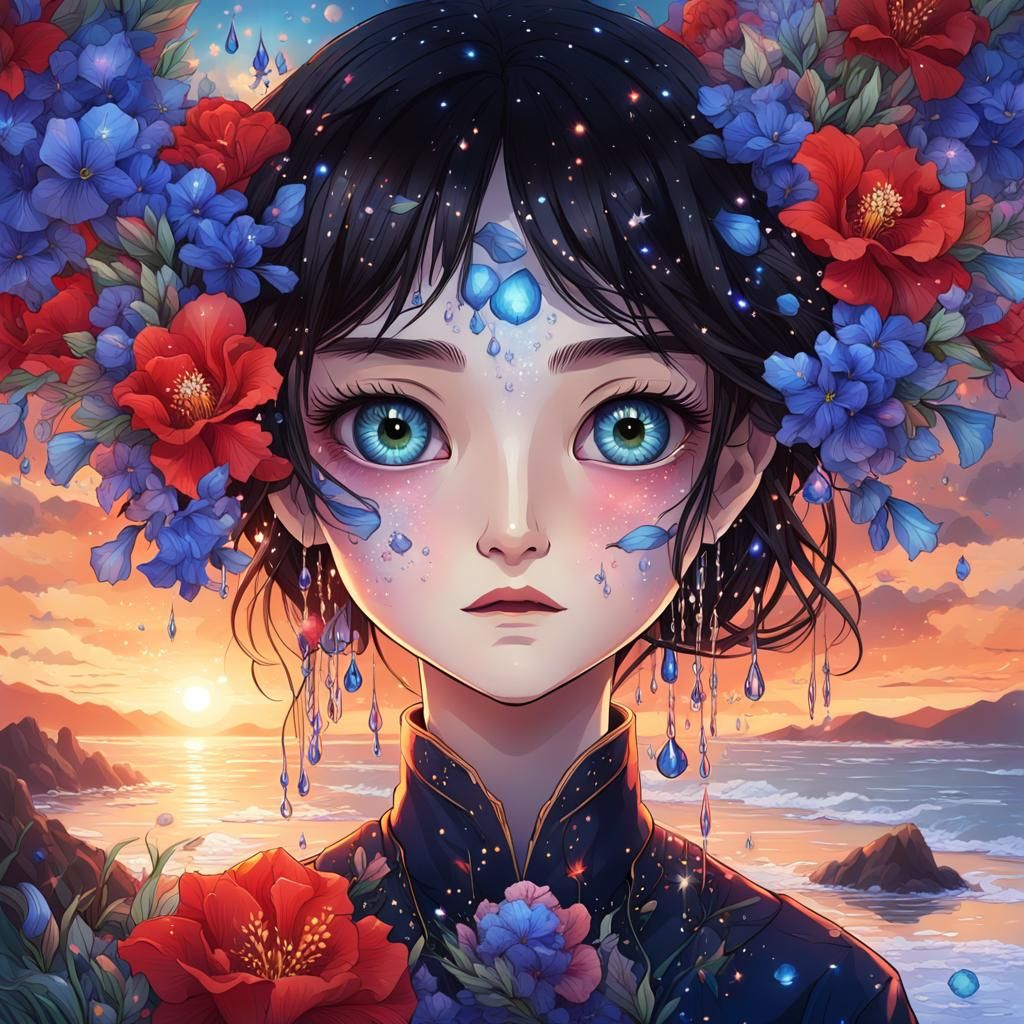 Enormous Eye Reflecting Sunset Shore: Fantasycore Masterpiec...