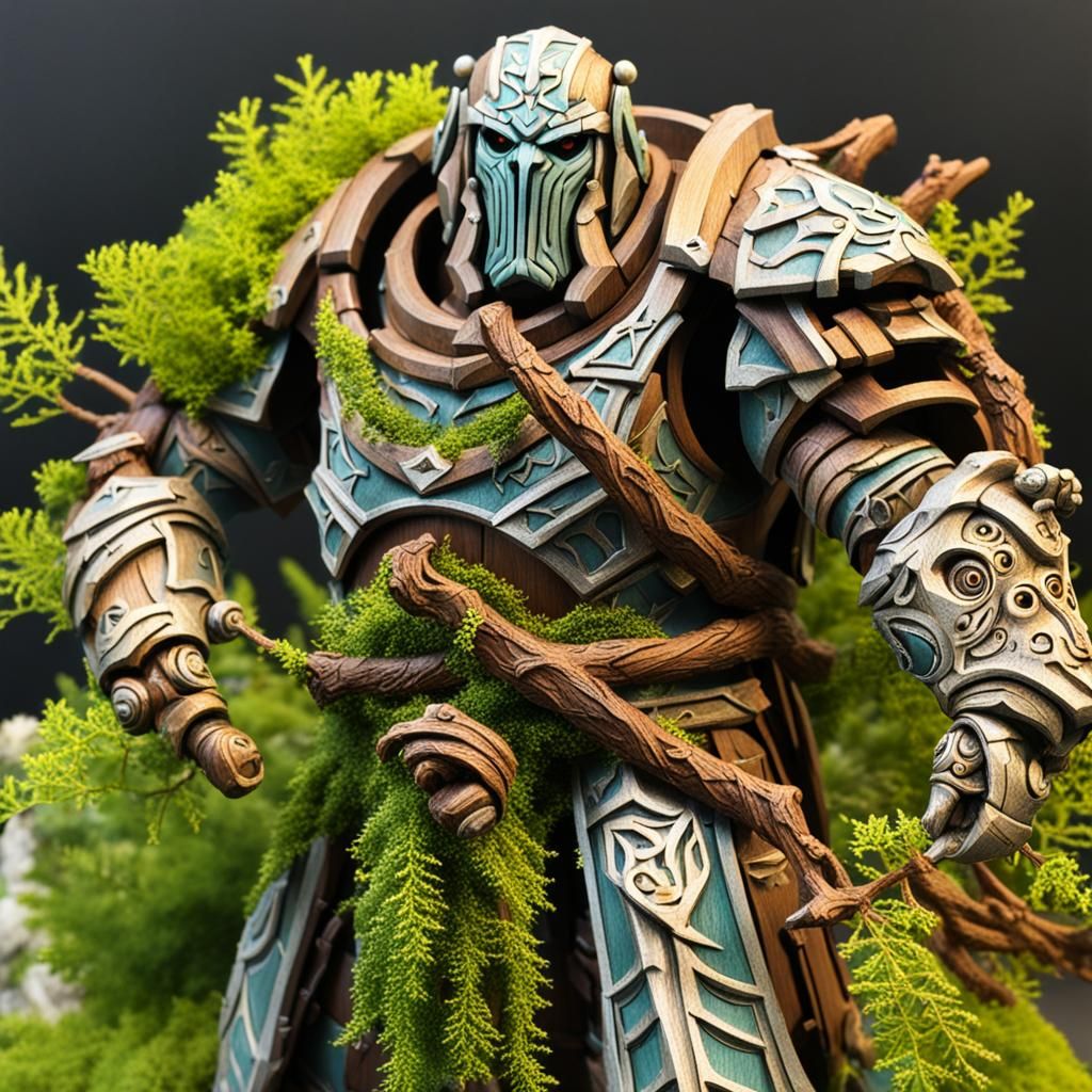 Wooden Druid Warforged with Bird's Nest