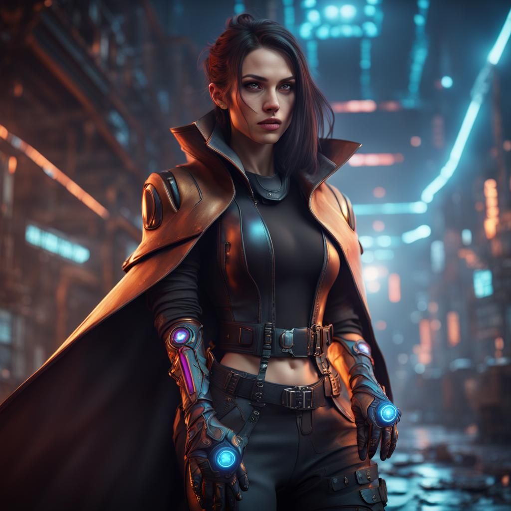 Cyberpunk Wizard in Detailed Matte Painting Style