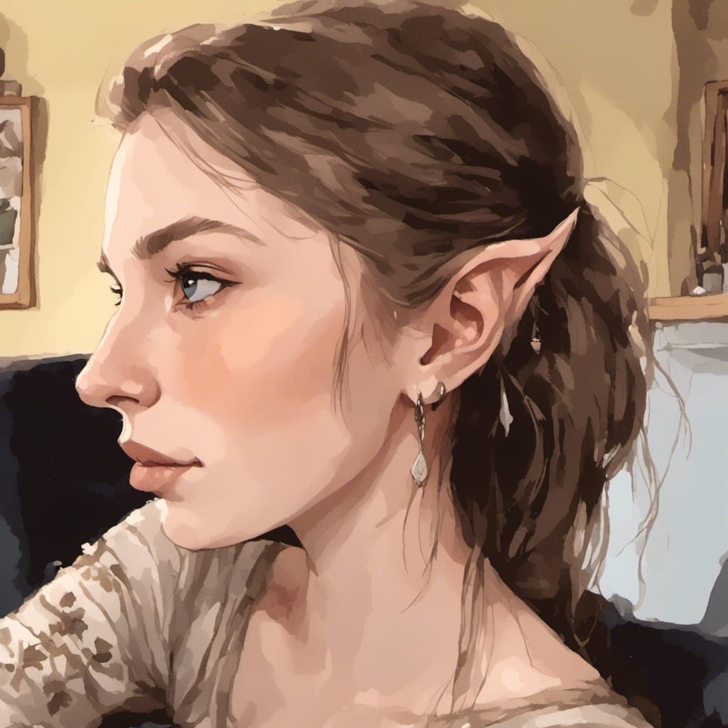 Elf woman with pronounced Aquiline nose.