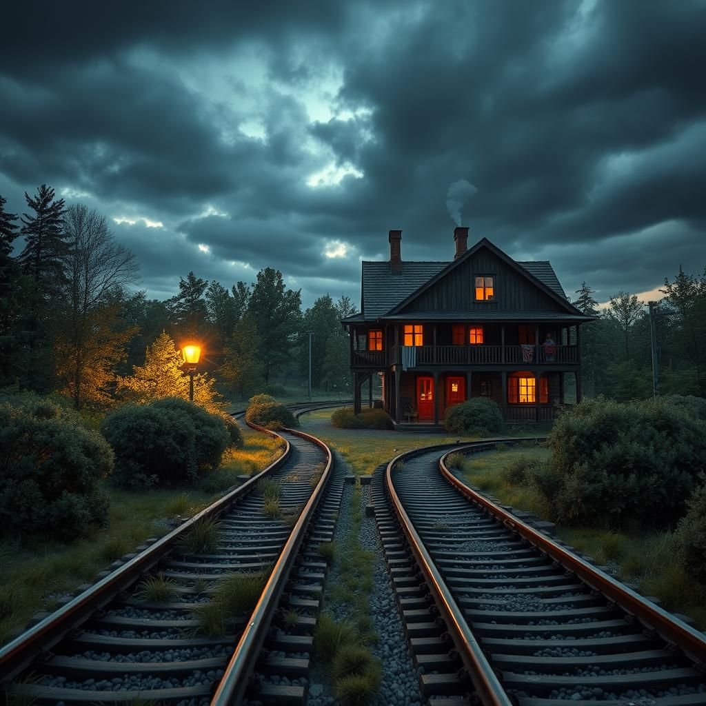 Cozy Railway Station Home at Dusk