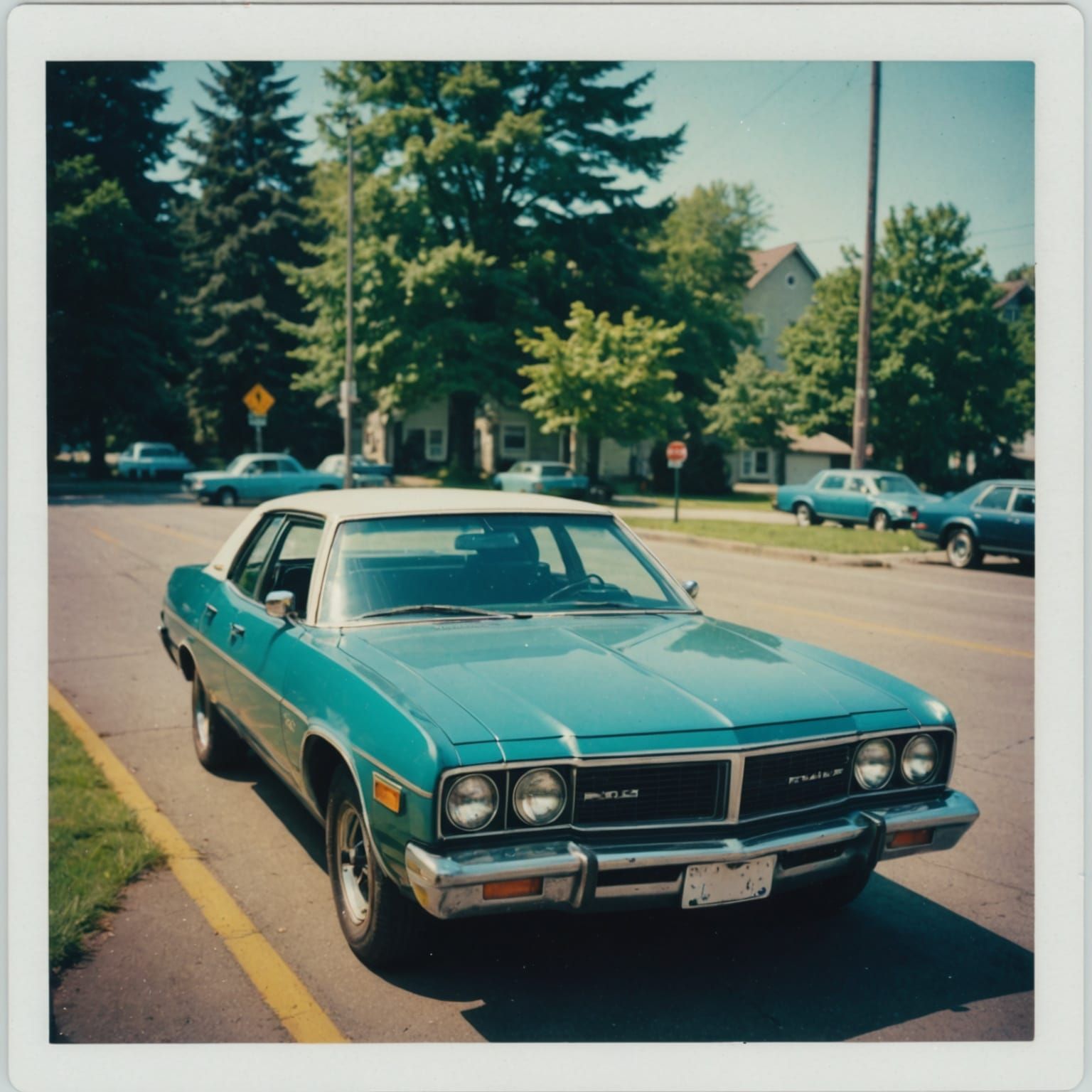 Polaroid of a  70s car