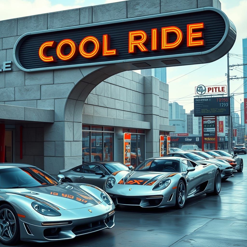 Futuristic Auto Dealership with Space Ship Used Vehicles in ...