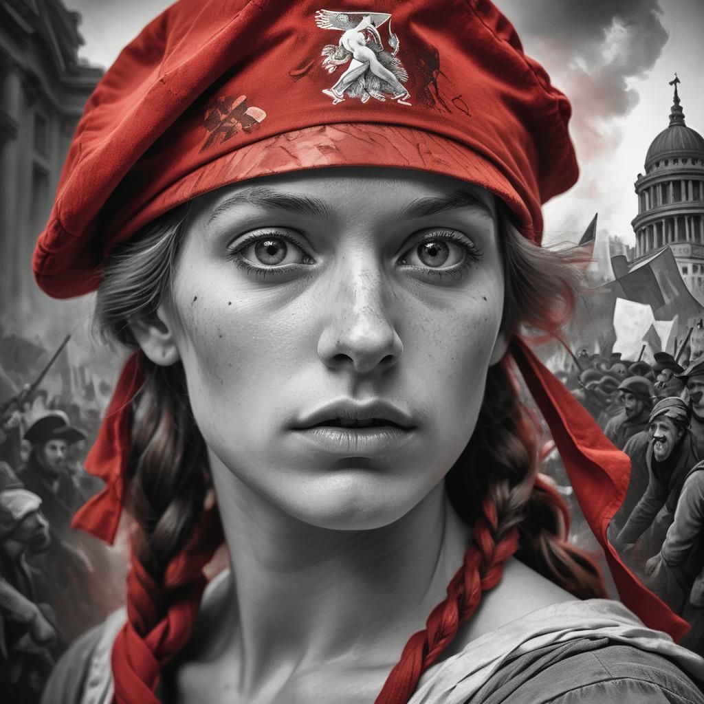 Revolutionary Portrait in Double Exposure Style