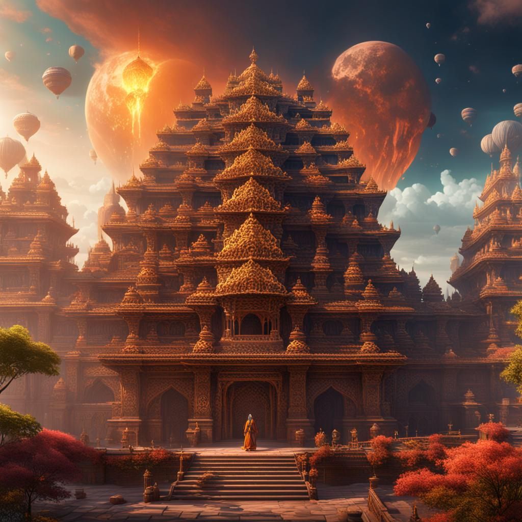 Detailed Matte Painting of a Hindu Deity