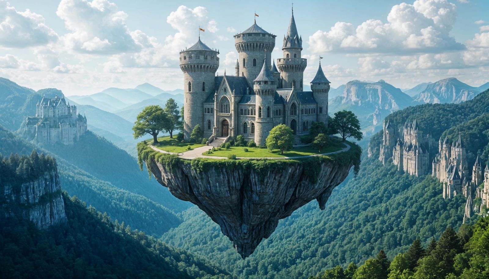 Elven Castle on Floating Island, Bokeh Photography