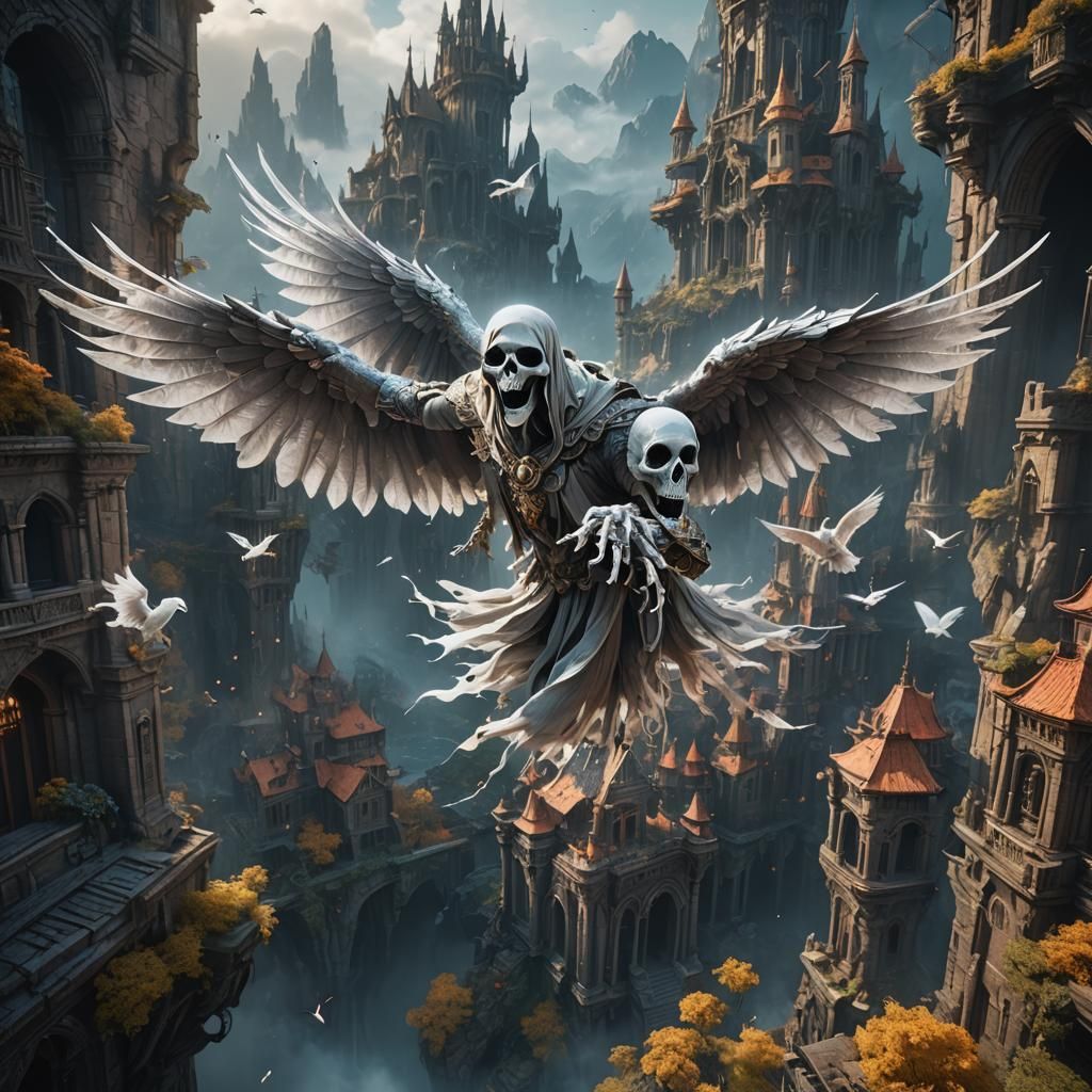 Fantastical Ghost in Flight: Detailed Matte Painting
