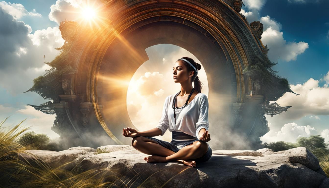 Harmonious Female Meditation in Detailed Watercolor Style