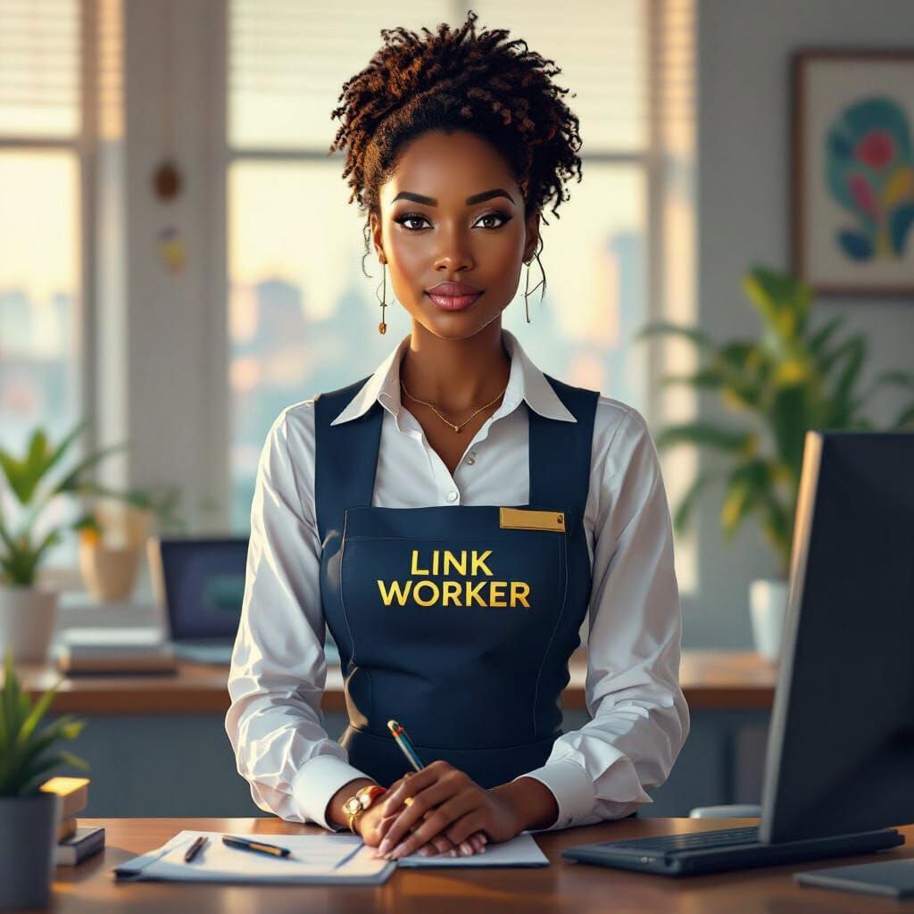 African Secretary Link Worker in Fantastical Matte Painting