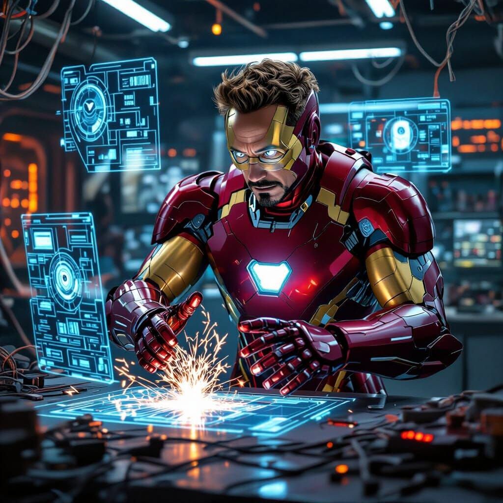 Iron Man's Dynamic Workshop Scene