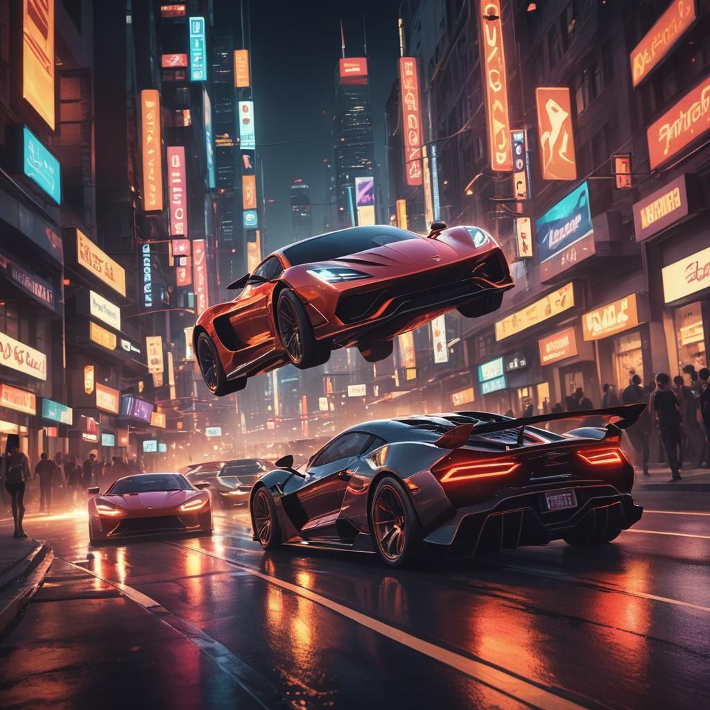 Neon Supercars Race: High-Octane Digital Art