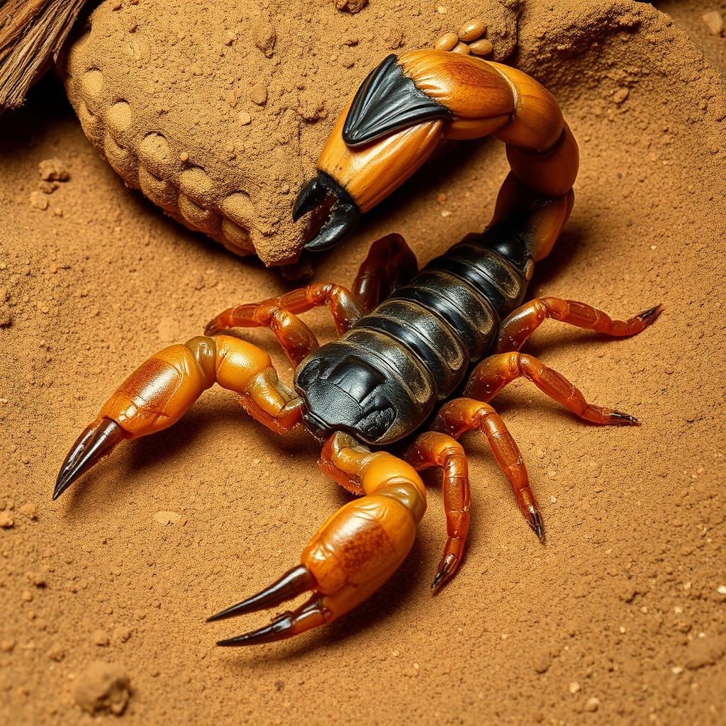 Gigantic Female Scorpion with Babies in Fractal Art