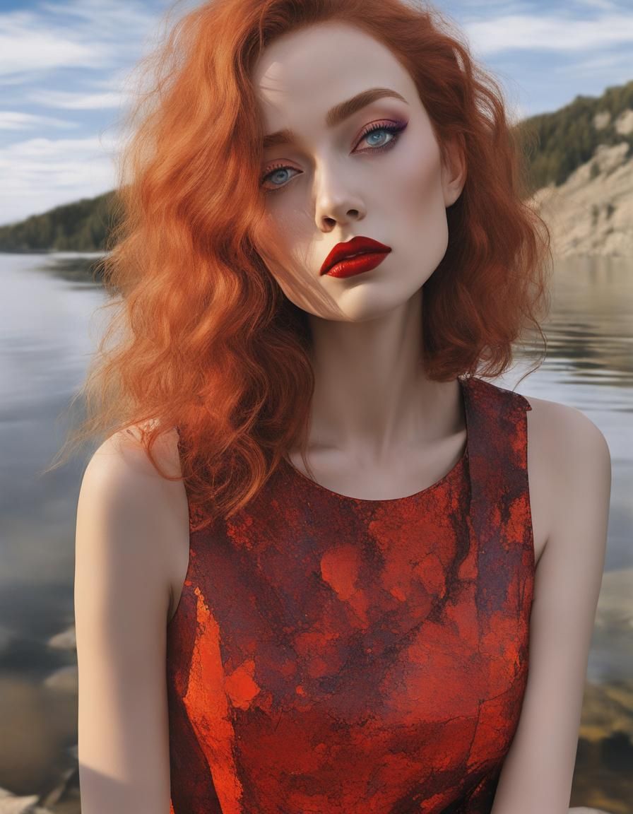 Elegant Goth Girl: High Contrast Impasto Portrait