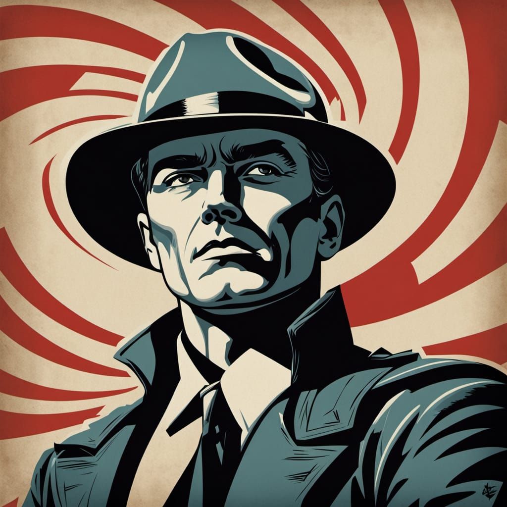 Tough Hero in Vintage Art Deco Poster Style