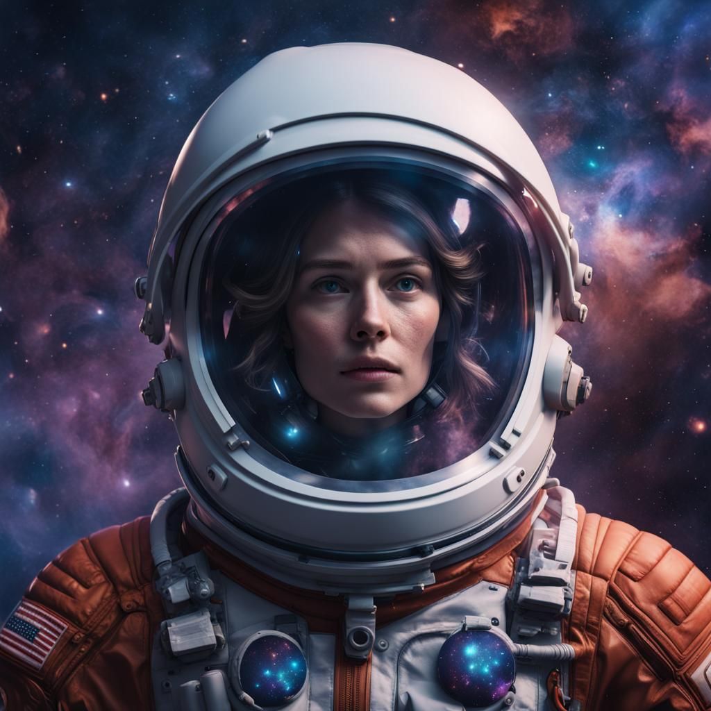 Astronaut's Galactic Reflection: A Matte Painting