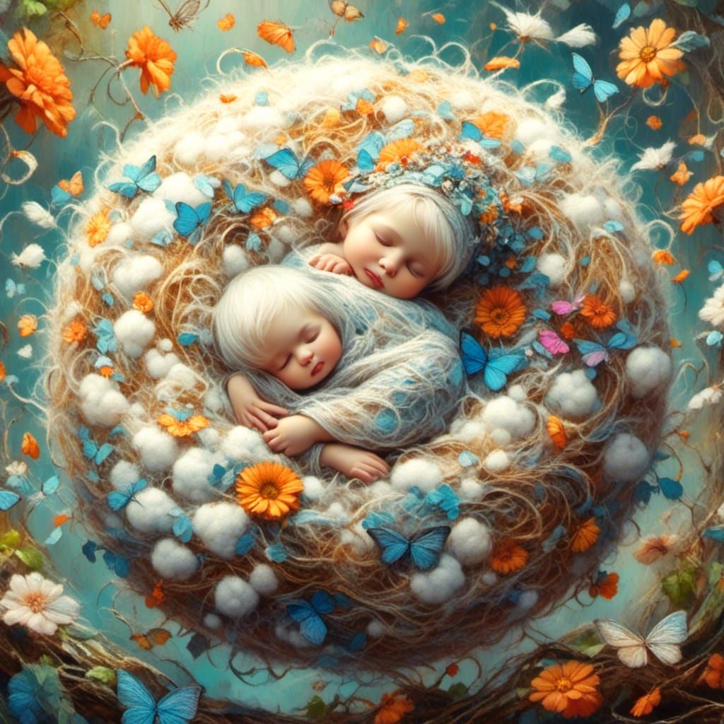 Cute Flower Elf Sleeping: Chalk Art Style