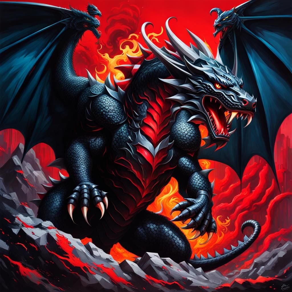 Black Dragon vs Red Jaguar Graffiti Art