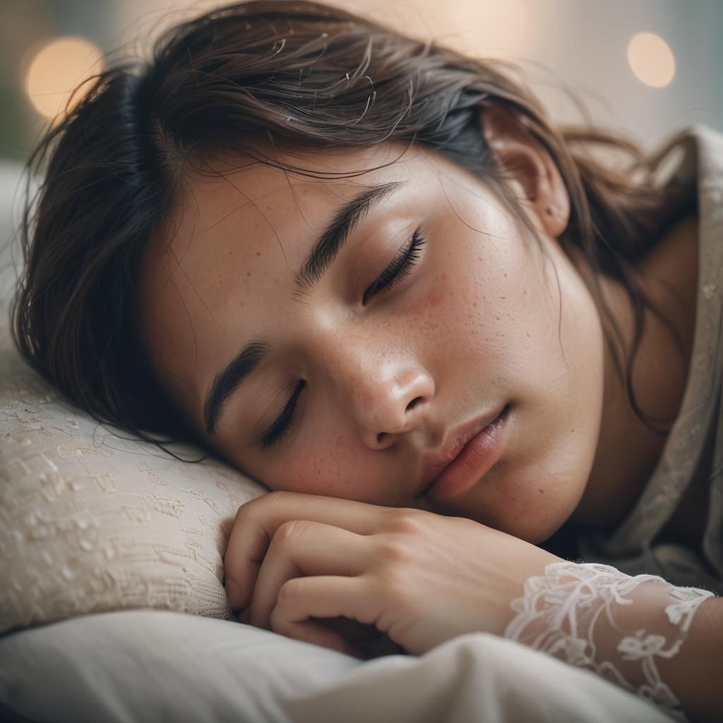 Serene Sleeping Portrait in Misty Room