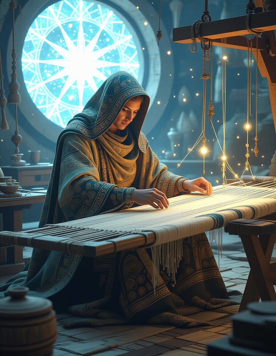 Cosmic Weaver Creates Reality on Galactic Loom